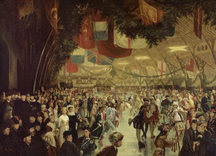 William Notman Skating Carnival, Victoria Rink. This event was staged in honour of Prince Arthur France oil painting art